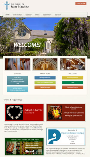 screenshot of Parsh of Saint Matthew website